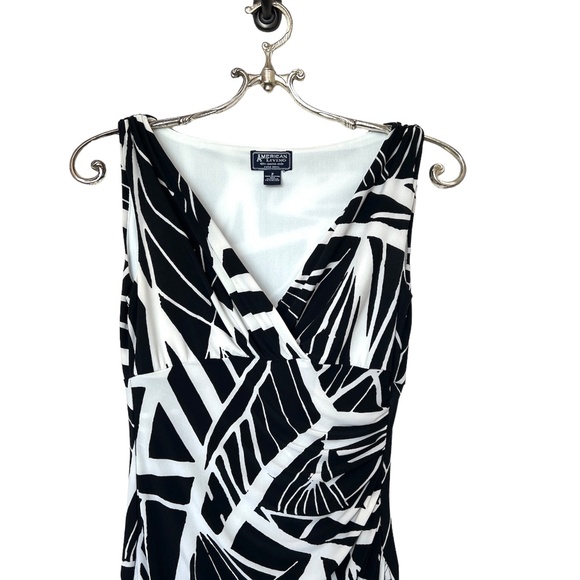 American Living Black and White Sleeveless Ruched Waist  Dress Size 2 - Picture 2 of 11